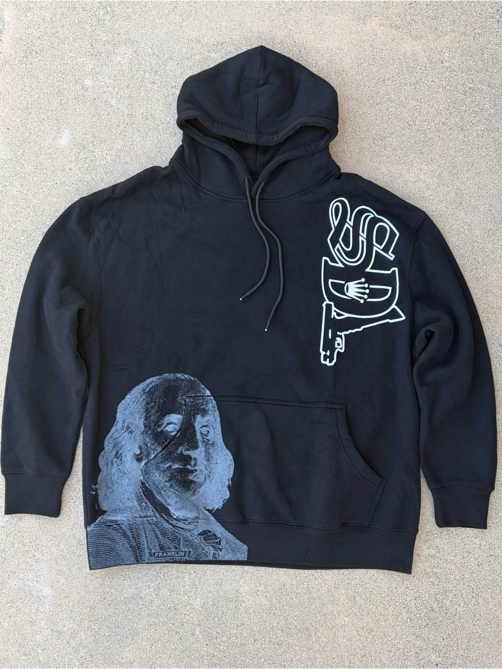 SDL Men's Black Graphic Hoodie Sweater - Branded Logo Detail